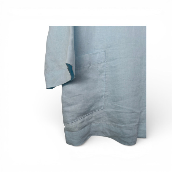 J. JILL pureJill 100% Linen Boatneck Pullover Tunic w/ Pockets Aqua Blue - Small - Picture 4 of 7